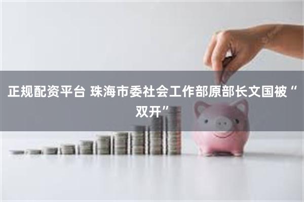 正规配资平台 珠海市委社会工作部原部长文国被“双开”