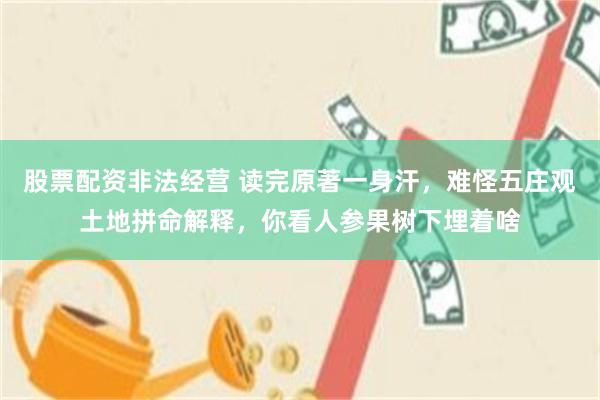 股票配资非法经营 读完原著一身汗，难怪五庄观土地拼命解释，你看人参果树下埋着啥