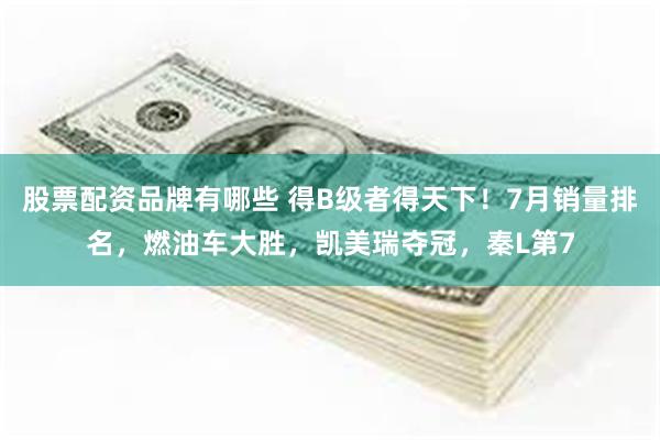 股票配资品牌有哪些 得B级者得天下！7月销量排名，燃油车大胜，凯美瑞夺冠，秦L第7