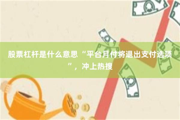 股票杠杆是什么意思 “平台月付将退出支付选项”，冲上热搜